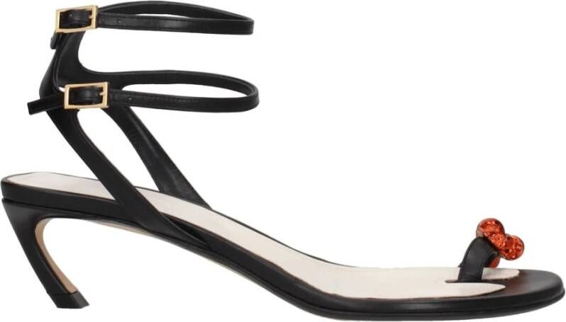 Lanvin Zwarte leren sandaal met strass