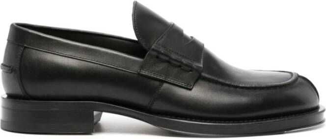 Lanvin Zwarte Penny-Slot Leren Loafers Black Heren