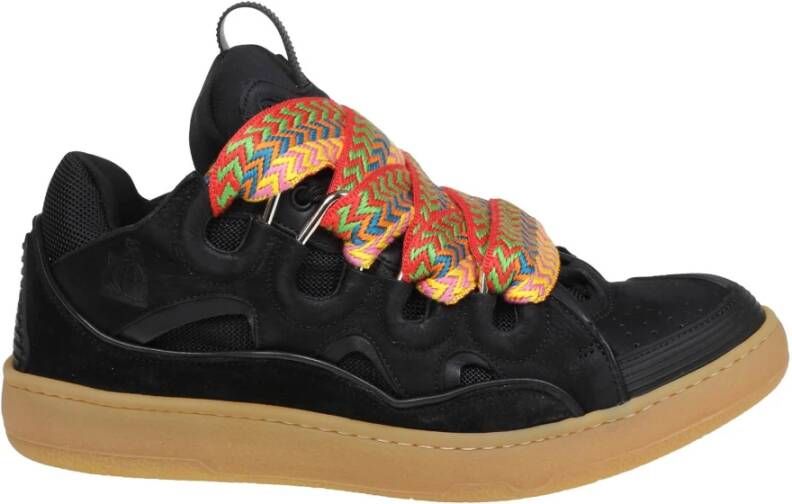 Lanvin Zwarte Sneakers Leer Suède Stijlvol Comfort