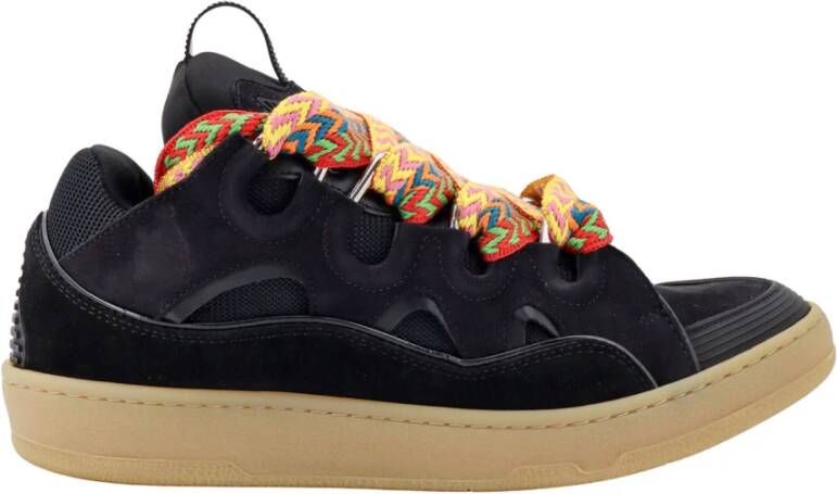 Lanvin Zwarte Sneakers met Logo en Gestikte Profielen