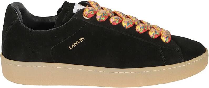 Lanvin Zwarte Suède Lage Sneakers Black Heren