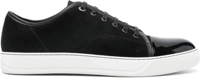 Lanvin Zwarte Suède Sneakers met Lakafwerking