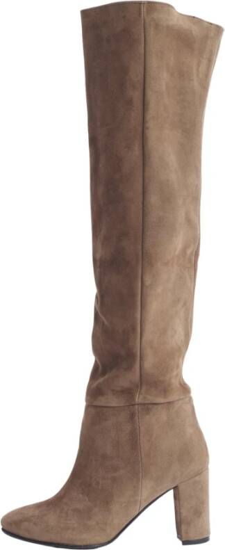 L'arianna Beige Suède Hoge Laarzen