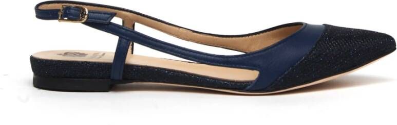 L'arianna Blauw Leren en Lurex Slingback Blue Dames