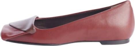 L'arianna Bruine platte schoenen leer 1cm hak Brown Dames