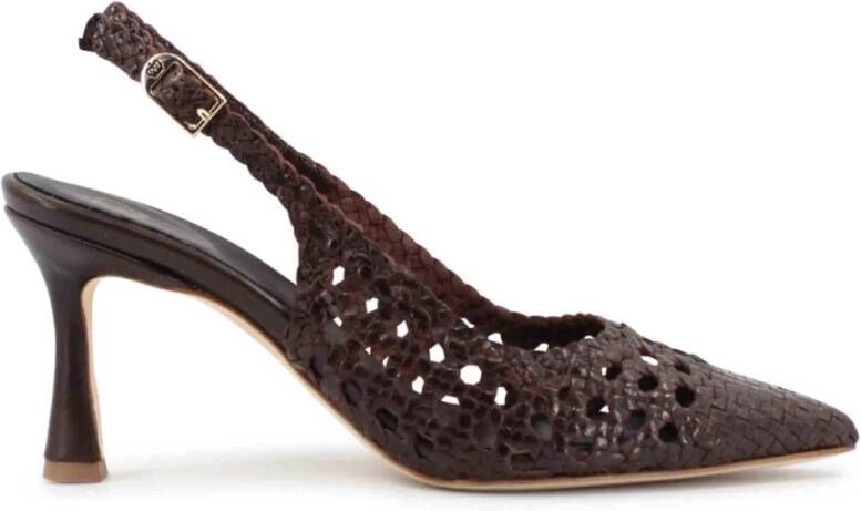 L'arianna Gevlochten leren slingback schoenen Brown Dames