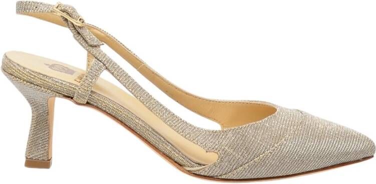 L'arianna Gouden Lurex Slingback Sandalen Yellow Dames