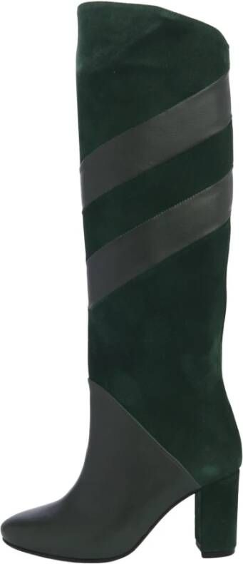 L'arianna Groene platte schoenen met suède banden Green Dames