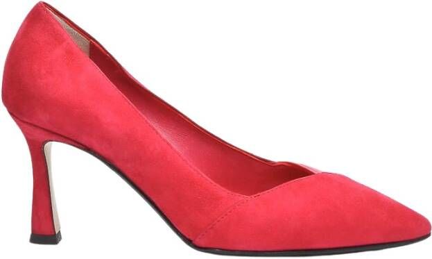 L'arianna Rode Suède Decolté met Leren Detail Red Dames
