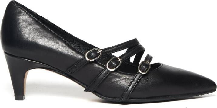 L'arianna Zwarte Leren Decolleté Schoenen