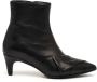 L'arianna Zwarte Leren Enkellaars met 4cm Hak Black Dames - Thumbnail 1