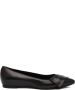 L'arianna Zwarte Leren Slingback Ballerina Schoenen Black Dames - Thumbnail 1