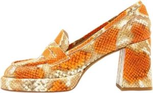 Laura Bellariva Gedrukte Python Mocassin Oranje Meerkleurig Dames