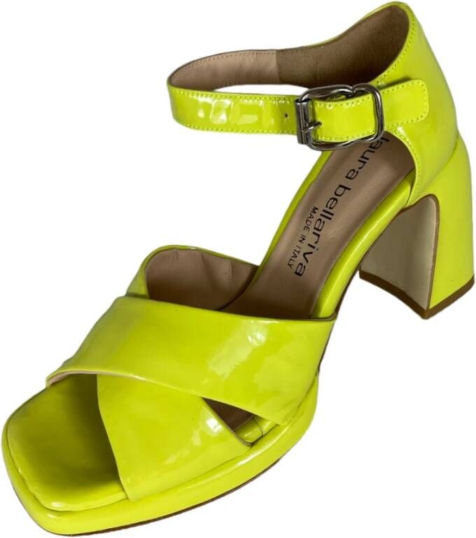 Laura Bellariva Gele Lime Sandaal in Lakleer Yellow Dames