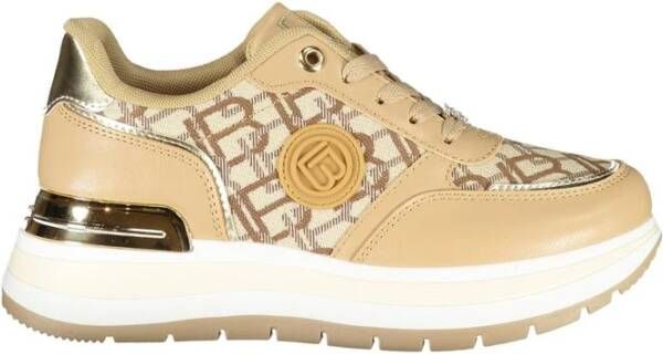 Laura Biagiotti Beige Geborduurde Sneakers met Verwijderbare Binnenzool