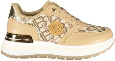 Laura Biagiotti Beige Geborduurde Sneakers met Verwijderbare Binnenzool