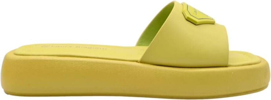 Laura Biagiotti Lime Calf Sneakers Yellow Dames