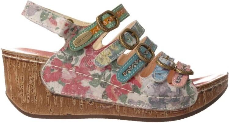 Laura Vita Multicolor Leren Sandaal met Uniek Design