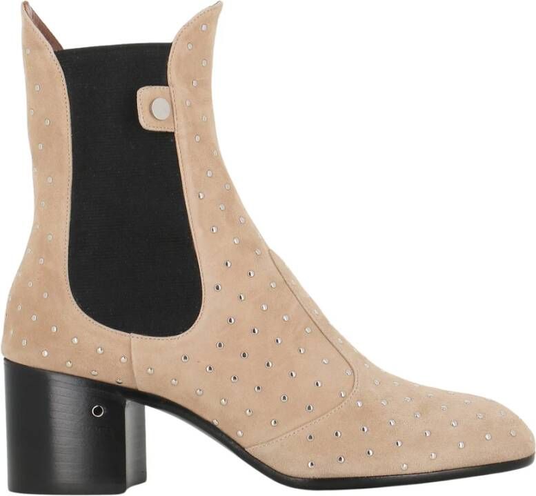 Laurence Dacade Beige Suède Enkellaarzen met Studs