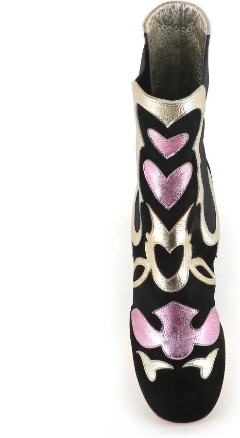 Laurence Dacade Zwarte Chelsea-laarzen met gouden en roze decoraties - Foto 4