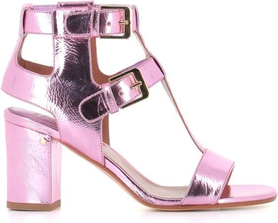 Laurence Dacade Metallic Roze Leren Sandalen met Gesp