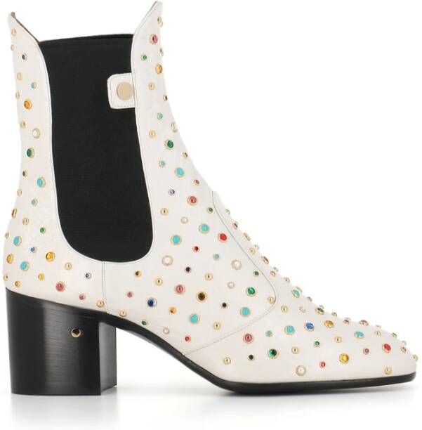 Laurence Dacade Witte leren enkellaarzen met studs