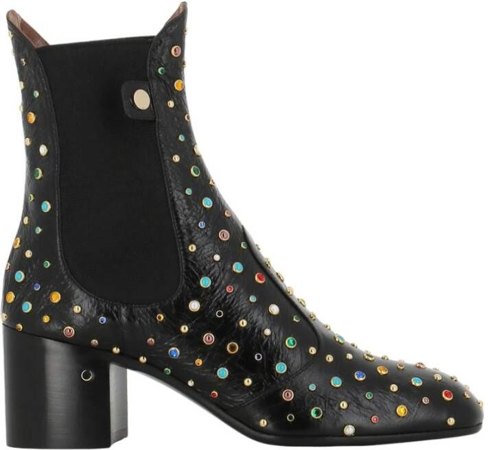 Laurence Dacade Zwarte leren enkellaarzen met studs