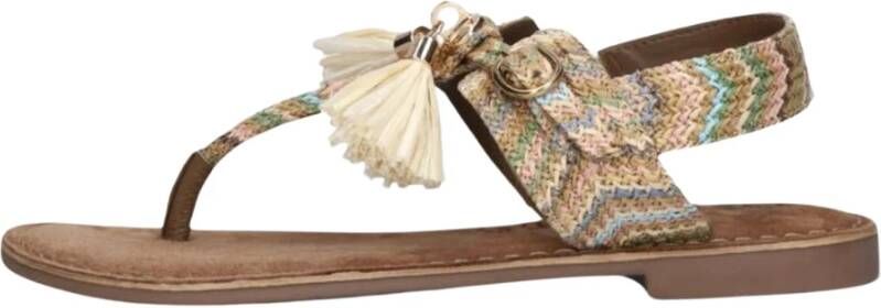 Lazamani Beige Leren Sandalen 75.119 Beige Dames