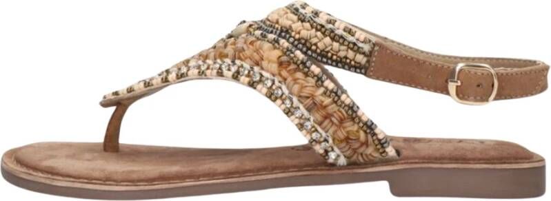 Lazamani Beige Sandaal met Kralen Decoratie Multicolor Dames