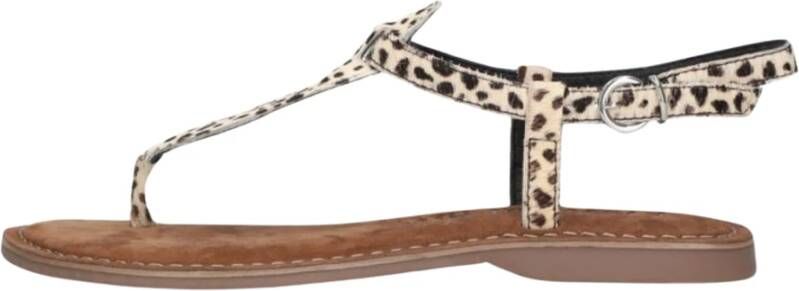 Lazamani Beige Sandalen met Dierenprint