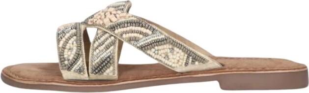 Lazamani Beige Zomer Slipper met Kralenbanden Beige Dames - Foto 4