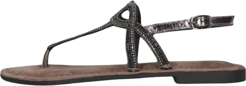 Lazamani Bronzen Sandaal met Strass en Kralen Brown Dames