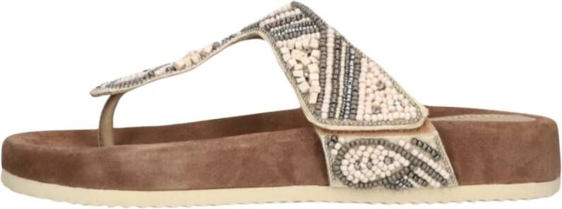 Lazamani Comfortabele Beige Slipper met Decoratieve Teen