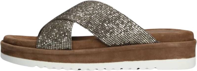 Lazamani Gekruiste Banden Sandalen met Pailletten Yellow Dames