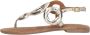 Lazamani ladies sandals rounds metallic Goud Leer Platte sandalen Dames - Thumbnail 4