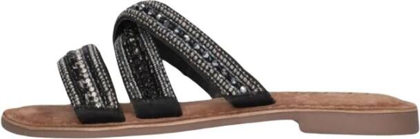 Lazamani Handgemaakte Zomerse Slipper met Kralenbanden Black Dames