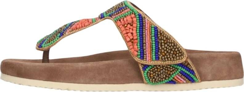 Lazamani Kleurrijke Kralen Slipper Sandaal Multicolor Dames