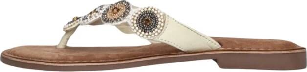 Lazamani Kralen Cirkel Slippers Beige Dames