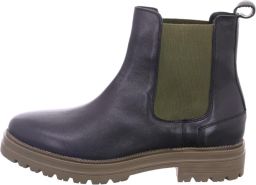 Lazamani Dames Chelsea Boots 85.417 Khaki-Black Zwart Leer LA85417khakiblack