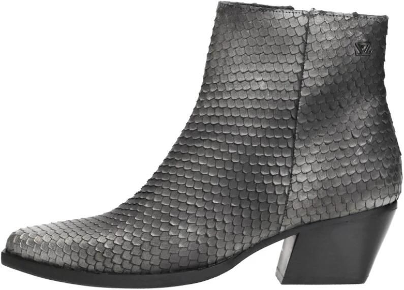 Lazamani Phoebe Dames Enkellaarsjes Leer Silver Black - Foto 2