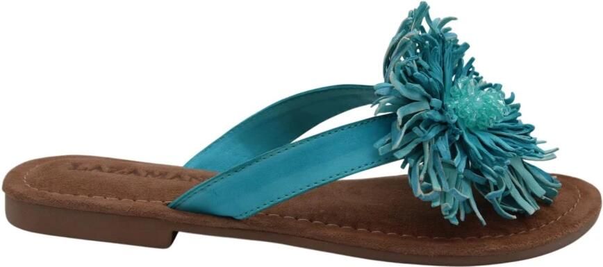 Lazamani Roza Dames Teenslippers Leer Turquoise - Foto 2