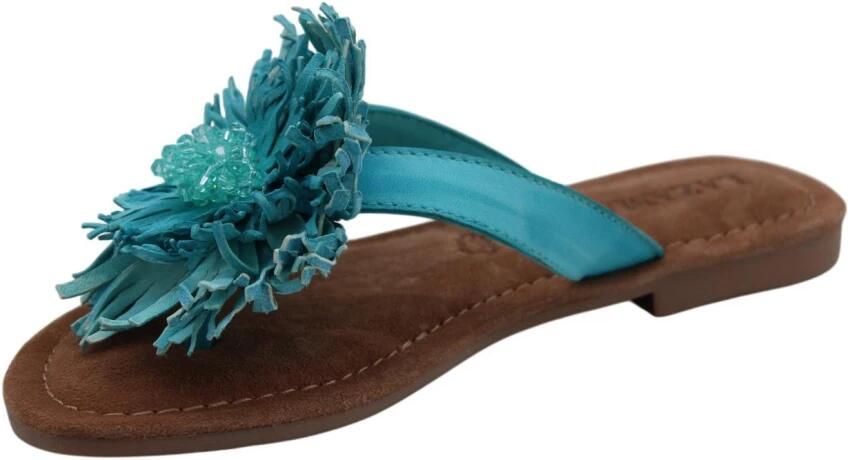 Lazamani Roza Dames Teenslippers Leer Turquoise - Foto 7