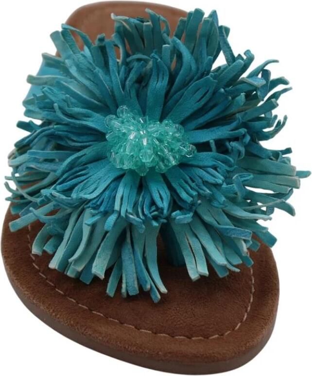 Lazamani Roza Dames Teenslippers Leer Turquoise - Foto 4