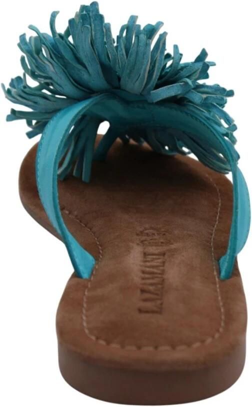 Lazamani Roza Dames Teenslippers Leer Turquoise - Foto 6
