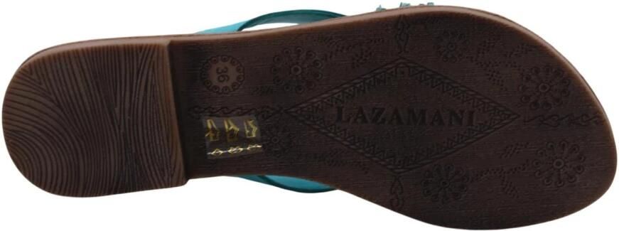 Lazamani Roza Dames Teenslippers Leer Turquoise - Foto 3