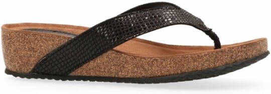 Lazamani Slipper Met Sleehak Leer Zwart Dames