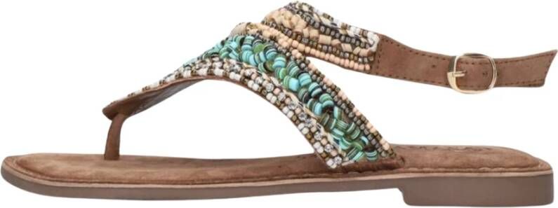 Lazamani Taupe Kralen Sandalen Multicolor Dames