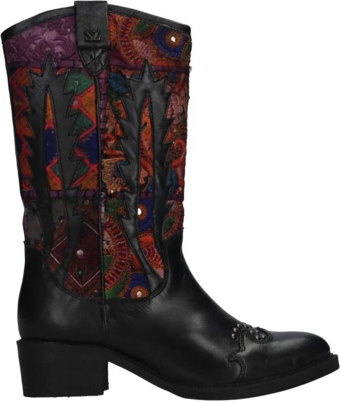 Lazamani Western Style Zwarte Leren Laars Multicolor Dames