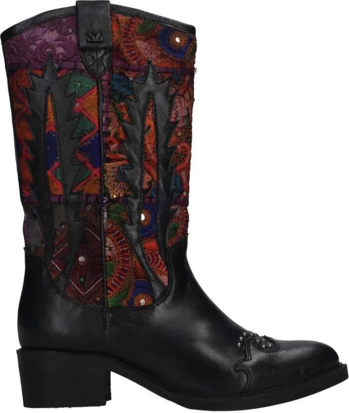 Lazamani Westerse Stijl Zwarte Leren Laars Black Dames