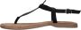 Lazamani T-strap leren teensandalen Zwart Leer Platte sandalen Dames - Thumbnail 3